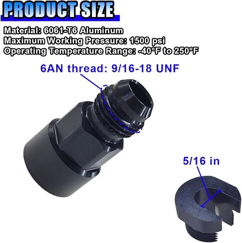 2PCS 6AN Male to 3/8" & 5/16" EFI Fuel Line Fitting, Quick Disconnect Female EFI Fuel Adapter Connector, Aluminum Push on Fuel Rail Fitting, Universal Modification Accessories for Most Cars (3/8&5/16) in Saudi Arabia