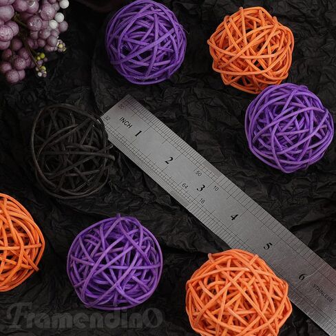Framendino, 12 Pack 2 Inch Rattan Wicker Balls Decorative Sphere Bowl Vase Filler for Home Wedding Decor White Natural Color in Kuwait