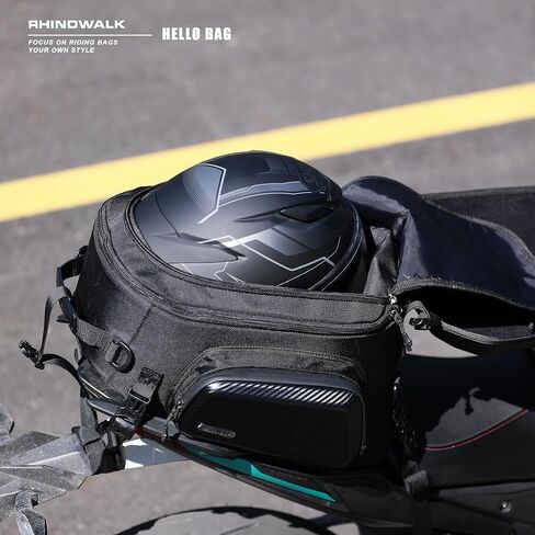 Rhinowalk Motorcycle Tail Bag Rear Seat Bag Hard Shell Waterproof 12-18L Expandable Motorbike Backpack Luggage Bag Storage Bag in Saudi Arabia