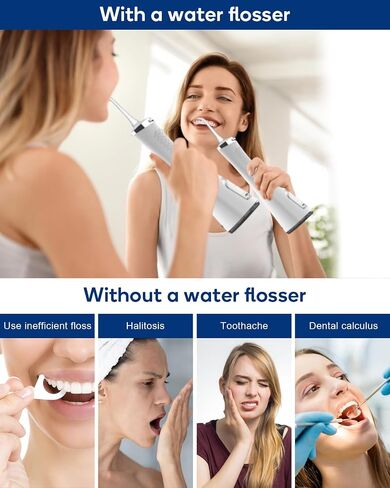 MySmile LP211 Cordless Advanced Water Flossers for Teeth, 5 Cleaning Modes Rechargeable Power Dental Flosser 8 Replacement Jet Tips IPX 7 Waterproof Dental Irrigator with Portable Travel Storage Pouch in Saudi Arabia