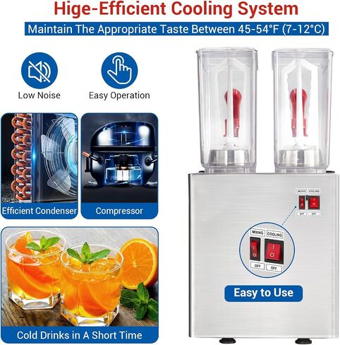 Commercial Beverage Dispenser,2 Tanks 5.28 Gallon 20L Commercial Juice Dispenser, 10 Liter Per Tank, 280W Stainless Steel Food Grade Ice Tea Drink Dispenser with Thermostat Controller in Saudi Arabia