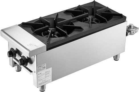 VEVOR Commercial Gas Stove with 2 Burners, Propane and Natural Gas Countertop Cooking Stove Range, Stainless Steel Gas Hot Plate, Commercial Cooking Equipment for Restaurant, 56,000 BTU in Saudi Arabia