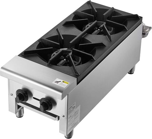 VEVOR Commercial Gas Stove with 2 Burners, Propane and Natural Gas Countertop Cooking Stove Range, Stainless Steel Gas Hot Plate, Commercial Cooking Equipment for Restaurant, 56,000 BTU in Saudi Arabia