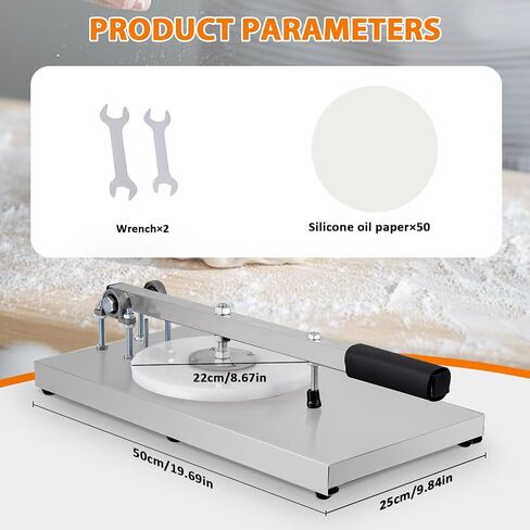 ماكينة ضغط عجينة البيتزا من الفولاذ المقاوم للصدأ مقاس 8.7 بوصة، ماكينة ضغط معجنات الخبز اليدوية للاستخدام المنزلي والتجاري، آلة تشكيل البيتزا قابلة للتعديل للارتفاع لصنع فطائر اليد، قشور البيتزا، سياباتا in Kuwait