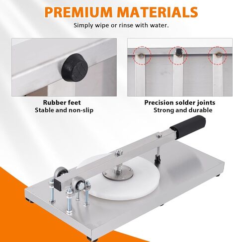 ماكينة ضغط عجينة البيتزا من الفولاذ المقاوم للصدأ مقاس 8.7 بوصة، ماكينة ضغط معجنات الخبز اليدوية للاستخدام المنزلي والتجاري، آلة تشكيل البيتزا قابلة للتعديل للارتفاع لصنع فطائر اليد، قشور البيتزا، سياباتا in Kuwait