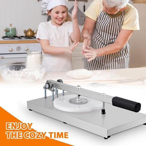 ماكينة ضغط عجينة البيتزا من الفولاذ المقاوم للصدأ مقاس 8.7 بوصة، ماكينة ضغط معجنات الخبز اليدوية للاستخدام المنزلي والتجاري، آلة تشكيل البيتزا قابلة للتعديل للارتفاع لصنع فطائر اليد، قشور البيتزا، سياباتا in Kuwait