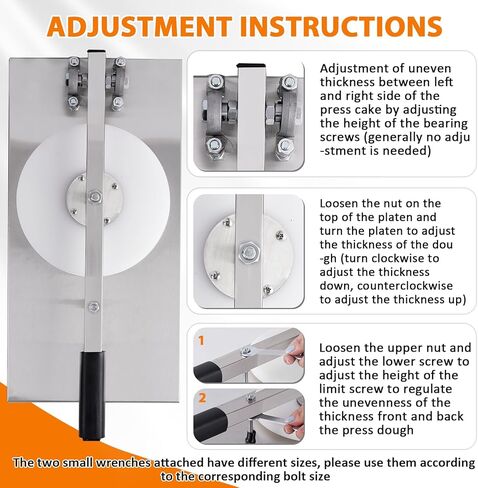 ماكينة ضغط عجينة البيتزا من الفولاذ المقاوم للصدأ مقاس 8.7 بوصة، ماكينة ضغط معجنات الخبز اليدوية للاستخدام المنزلي والتجاري، آلة تشكيل البيتزا قابلة للتعديل للارتفاع لصنع فطائر اليد، قشور البيتزا، سياباتا in Kuwait