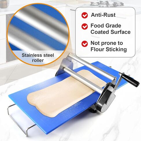 ماكينة فرد العجين المطورة للمنزل، ماكينة فرد العجين القابلة للطي، ماكينة لف العجين اليدوية بسمك قابل للتعديل ولوحتين للضغط in Kuwait