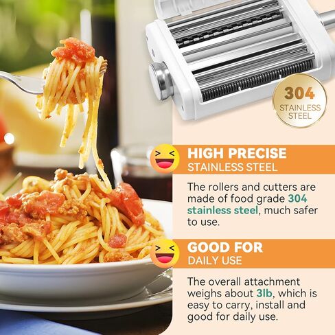 مرفق المعكرونة لخلاط كيتشن ايد 3 في 1 ملحقات صانع المعكرونة بما في ذلك قطاعة المعكرونة الأسباغيتي وقاطعة فيتوتشيني مع 2 قاطعة طوابع رافيولي و1 فرشاة تنظيف و1 دبوس دوار in Kuwait