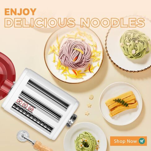 مرفق المعكرونة لخلاط كيتشن ايد 3 في 1 ملحقات صانع المعكرونة بما في ذلك قطاعة المعكرونة الأسباغيتي وقاطعة فيتوتشيني مع 2 قاطعة طوابع رافيولي و1 فرشاة تنظيف و1 دبوس دوار in Kuwait