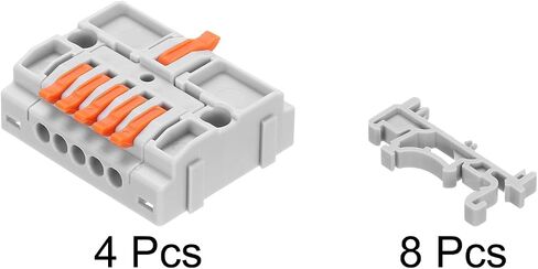 MECCANIXITY 4 قطع Din Rail Press كتل طرفية سريعة DIY موصلات أسلاك الربط (1 في 5 خارج) 32A كتل طرفية لدائرة كابل الأسلاك المضمنة 28-12AWG in Saudi Arabia