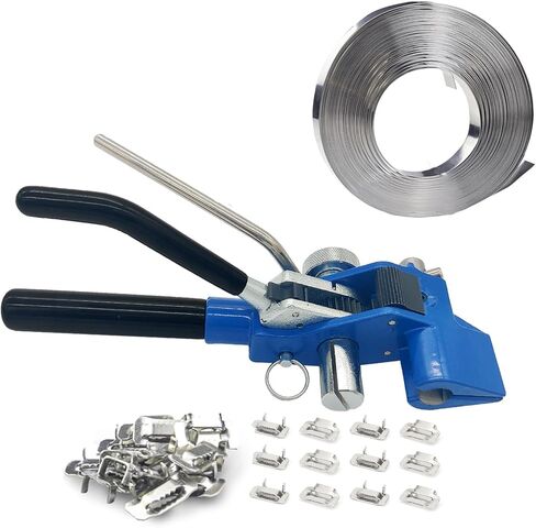 Banding Strapping Kit with Strapping Tensioner Tool, 100 Ft Length 304 Stainless Steel Banding, 100 Metal Seals, Pair of Cut-Resistant Gloves, Complete Packaging Strapping Solution in Saudi Arabia