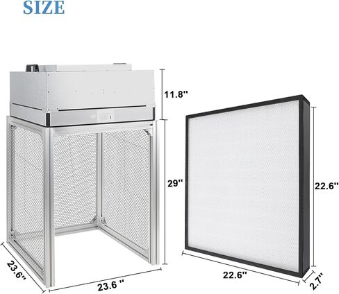 Vertical Laminar Flow-Hood Fan-Filter-Unit Yzzwer - FFU HEPA Filters for Class 100/ISO 5 Cleanliness in Clean Mycology and Mushroom Room 23.6" x 23.6" x 29" Working Area 110V in Kuwait
