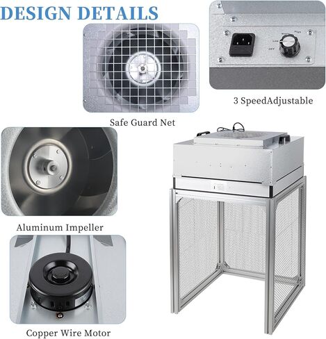 Vertical Laminar Flow-Hood Fan-Filter-Unit Yzzwer - FFU HEPA Filters for Class 100/ISO 5 Cleanliness in Clean Mycology and Mushroom Room 23.6" x 23.6" x 29" Working Area 110V in Kuwait