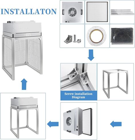 Vertical Laminar Flow-Hood Fan-Filter-Unit Yzzwer - FFU HEPA Filters for Class 100/ISO 5 Cleanliness in Clean Mycology and Mushroom Room 23.6" x 23.6" x 29" Working Area 110V in Kuwait