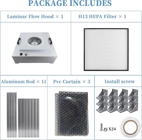 Vertical Laminar Flow-Hood Fan-Filter-Unit Yzzwer - FFU HEPA Filters for Class 100/ISO 5 Cleanliness in Clean Mycology and Mushroom Room 23.6" x 23.6" x 29" Working Area 110V in Kuwait