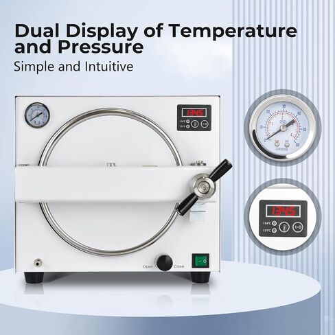 معدات مختبر آلة البخار ذات درجة الحرارة العالية والضغط العالي STE 18L 900W مع إطار من الفولاذ المقاوم للصدأ 304، 121 درجة مئوية/134 درجة مئوية ودرجتي حرارة للاختيار in Kuwait
