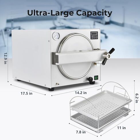 معدات مختبر آلة البخار ذات درجة الحرارة العالية والضغط العالي STE 18L 900W مع إطار من الفولاذ المقاوم للصدأ 304، 121 درجة مئوية/134 درجة مئوية ودرجتي حرارة للاختيار in Kuwait