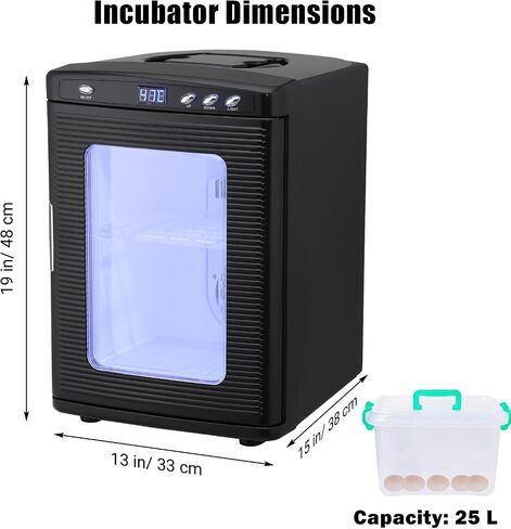 25 L Incubator, Portable Reptile Science Laboratory Incubator, Temperature Controlled 10°C-60°C for Small Reptiles, Cooling and Heating Digital Incubator, Incubator 12V/110V（White） in Saudi Arabia