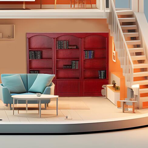 1:12 Scale Dollhouse Miniature Wooden Bookshelf with 48 Pcs Miniatures Books, Mini Bookcase Mini Library Furniture Gift(Brown) in Kuwait