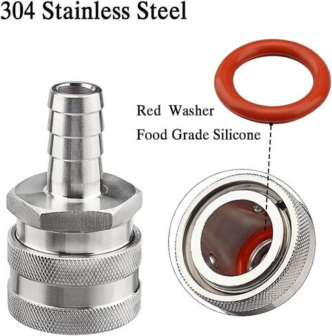 FERRODAY Stainless Steel Quick Disconnect Set 1/2 NPT Female Disconnect 1/2" Barb Brewing Quick Disconnect For Wort Pumps for Wort Chiller Connectors for Ball Valve Hose Fitting & O-rings in Kuwait