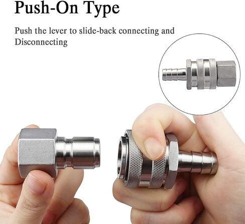 FERRODAY Stainless Steel Quick Disconnect Set 1/2 NPT Female Disconnect 1/2" Barb Brewing Quick Disconnect For Wort Pumps for Wort Chiller Connectors for Ball Valve Hose Fitting & O-rings in Kuwait