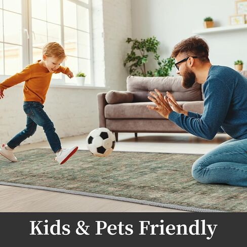 سجاد منطقة 5×7 لغرفة النوم، سجادة غير قابلة للانزلاق، سجادة منخفضة الوبر، سجادة أرضية قابلة للغسل، سجادة منطقة مطبوعة متعثرة، سجادة فائقة النعومة لغرفة المعيشة، غرفة النوم، غرفة الطعام، بجانب السرير، أخضر in Kuwait