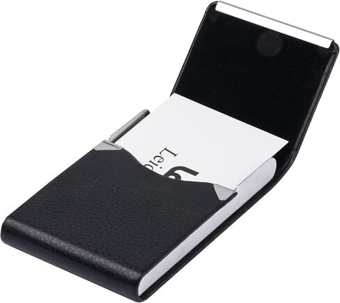Business Card Holder, Slim PU Leather & Stainless Steel Card Case Pocket for Men or Women, RFID Blocking Card Carrier with Magnetic Clasp in Saudi Arabia
