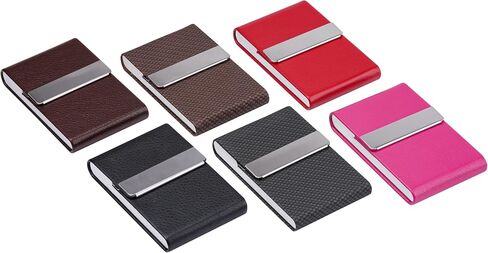 Business Card Holder, Slim PU Leather & Stainless Steel Card Case Pocket for Men or Women, RFID Blocking Card Carrier with Magnetic Clasp in Saudi Arabia