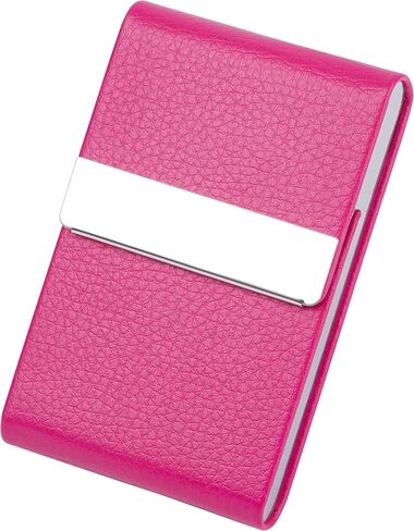 Business Card Holder, Slim PU Leather & Stainless Steel Card Case Pocket for Men or Women, RFID Blocking Card Carrier with Magnetic Clasp in Saudi Arabia