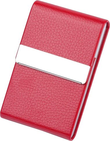 Business Card Holder, Slim PU Leather & Stainless Steel Card Case Pocket for Men or Women, RFID Blocking Card Carrier with Magnetic Clasp in Saudi Arabia