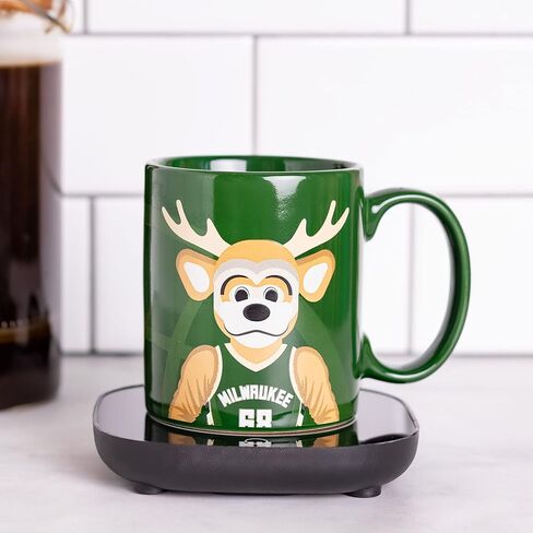 Uncanny Brands NBA Milwaukee Bucks Logo Mug Warmer with Mug – Keeps Your Favorite Beverage Warm - Auto Shut On/Off in Saudi Arabia