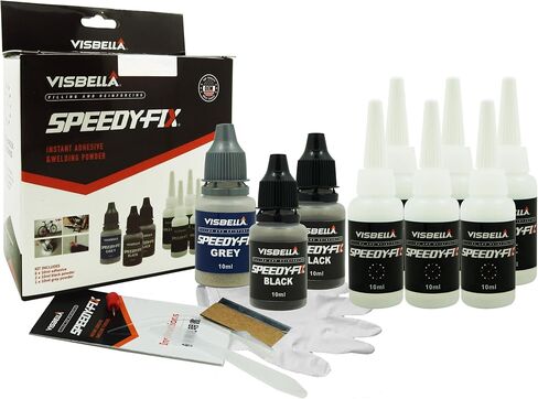 7 Seconds Speedy Fix Strong Instant Adhesive & Filling Powders Reinforcing Waterproof Super Repair Glue Fix for Metal Surfaces & Hard Plastic Products (Black&Grey 9PC) in Saudi Arabia