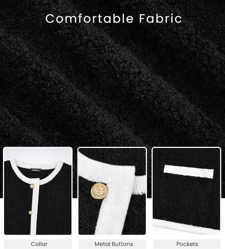 Okiwam Women's Cardigan Sweaters 2024 Trendy Button Down Cardigan Crewneck Contrast Colors Fall Outerwear Clothes in Kuwait