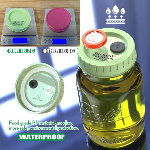 6Pcs Regular Mouth Mushroom Liquid Culture Lid, Grain Spawn Cultivation Mason Jar Lid with 0.2 micron PTFE Syringe Filter & 20mm Self Healing Injection Ports For Mushroom Growing Mycology in Kuwait