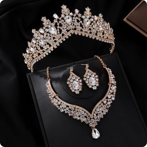 Kamirola Tiaras and Crowns for Women,Tiaras Earrings Necklace, Crystal Bridal Jewelry Set, Costume Party Halloween Prom Pageant Jewelry for Women Girls(TR22) in Kuwait