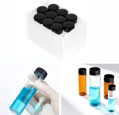 10Pcs 20 mL Clear Glass Sample Vials, 5 Dram Borosilicate Glass Vial with Screwcap, PE Liner Sample Containers Lab Vial Liquid Sampling Glass Oil Bottle in Kuwait