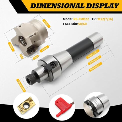 R8 عرقوب FMB22 7/16-20UNF شجرة مطحنة الوجه، 400R 50 مم نهاية طحن شل القاطع، 10 قطع APMT1604 كربيد إدراج وT15 وجع in Saudi Arabia