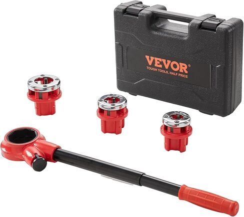 VEVOR Ratchet Pipe Threader Kit, 1/2" NPT, 3/4" NPT, 1" NPT Manual Ratcheting Pipe Threader, Portable Pipe Threading Tool Set with 3PCS NPT Dies, Storage Case for Galvanized Aluminum Iron Copper Pipes in Saudi Arabia