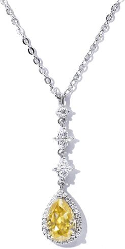 TIANYU GEMS 2CT Yellow Moissanite Pendant Neclaces for Women Sterling Silver 18K Yellow Gold Plated Yellow Pear Moissanite Diamond Neclace 15-18 in in Kuwait