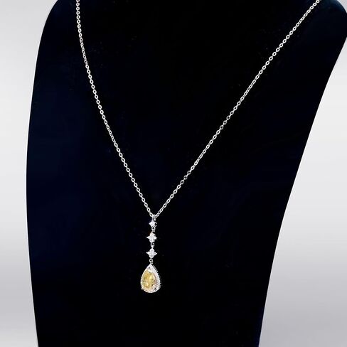 TIANYU GEMS 2CT Yellow Moissanite Pendant Neclaces for Women Sterling Silver 18K Yellow Gold Plated Yellow Pear Moissanite Diamond Neclace 15-18 in in Kuwait
