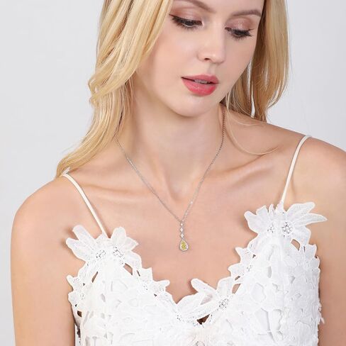 TIANYU GEMS 2CT Yellow Moissanite Pendant Neclaces for Women Sterling Silver 18K Yellow Gold Plated Yellow Pear Moissanite Diamond Neclace 15-18 in in Kuwait