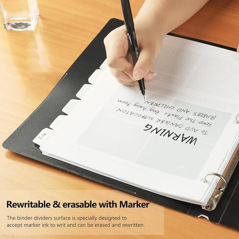 16 قطعة/2 مجموعة من 3 فواصل حلقات، 16 قطعة من فواصل المجلدات مع علامات التبويب، فواصل مجلدات الصفحات البيضاء، واقيات الورق البلاستيكية، فواصل الفهرس لمنظمات الملفات، 3 فواصل للثقب in Kuwait