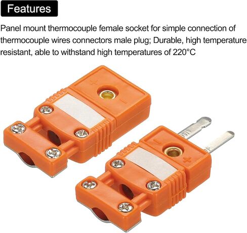 MECCANIXITY Mini N Type Thermocouple Wire Connectors Male Female Plug Adapter High Temperature 220°C(428°F) with Fixing Clamp for Thermocouple Sensor in Saudi Arabia