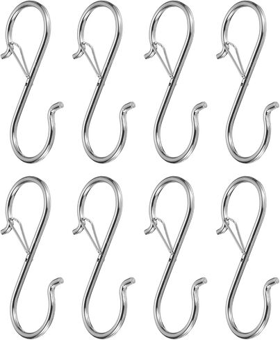 HARFINGTON 8pcs S Hooks 3.5 Inch S-Shaped Metal Hook Hanger with Safety Buckle for Hanging Plants Clothes Pots and Pans Kitchen Utensil Bags, White in Saudi Arabia