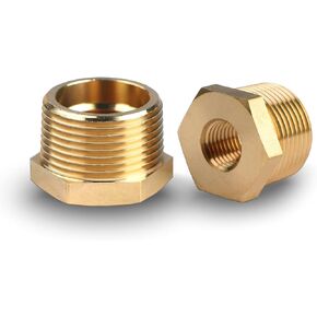 2 Pcs Brass Bushing 3/8" Male to 1/8" Female, 3/8" to 1/8" NPT Adapter Hex Brass Reducing Pipe Adapter Fitting Brass Fitting Pipe Hose Tube Adapter Convert