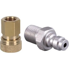 2 Pack 8mm Quick Disconnect to 1/8 NPT Adapter Set Screw Connector QD Fitting Plug Adaptor for High Pressure Air Compressor PCP Rifles Hand Pump Paintball Charging Fill Whip Hose