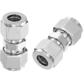 PATIKIL 304 Stainless Steel Compression Tube Fitting Union 1/2" ID x 7/8"" OD, 2 Pcs Straight Connect Pipe Adapter for Water Garden Irrigation System Silver