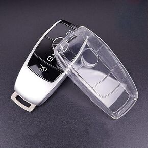 IUIU Key Fob Cover Clear Black (Smoke Color), Soft Premium TPU Protector Case Compatible with Mercedes-Benz Fob A-Class C-Class C300 C63 CLA CLS E-Class E300/ E400/ E63 G-Class (A Style)