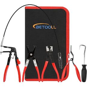 BETOOLL 5pcs Wire Long Reach Hose Clamp Pliers Set Fuel Oil Water Hose Auto Tools